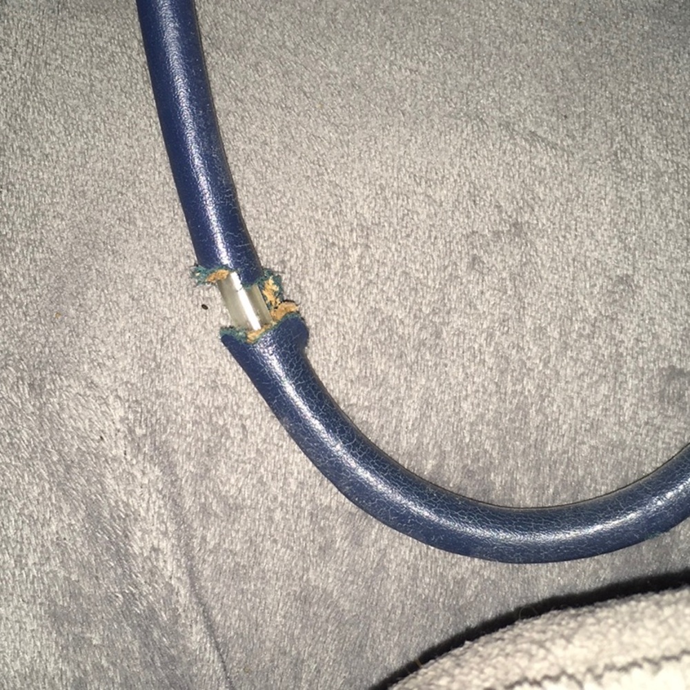 Coach Blue and Cream Satchel with Structured Design. significant damage to strap - Picture 2 of 3